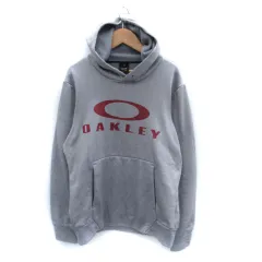 オークリー OAKLEY パーカー プルオーバー ミドル丈 裏起毛 ロゴ プリント M グレー /SM21