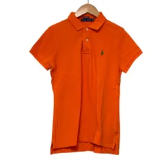 美品 RALPH LAUREN ラルフローレン THE SKINNY POLO ポニーロゴ ショートスリーブ ポロシャツ カットソー M オレンジ レディース 古着 中古 USED