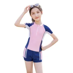 ☆ ピンク ☆ 5XL ☆ 女の子 水着 pk0116 ジュニア 水着 女の子 セパレート 半袖 半ズボン ハーフパンツ ラッシュガード 上下 トップス ゴーグル スイムキャップ 水泳帽 紫外線対策 日焼け対策 可愛い かわいい プール 海 川遊び スイミング