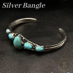 ターコイズ シルバー バングル 夏アクセ ヴィンテージ ハワイアン
