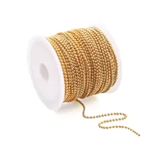 新品 Beadthoven 約10m/巻 1.5mm ゴールド 鉄製 ボールチェーン ハンダ付け ネックレス ブレスレット キーホルダー ストラップ チェーン アクセサリーパーツ ジュエリー用 DIY ハンドメイド 手芸素材 手作り材料 クラフト用品 スプール