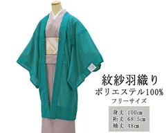 新品 正絹 紋紗 反物 岡重 緑 薄物 先染 長羽織にも 383415