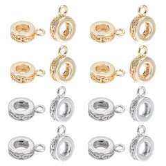 【数量限定】SUPERFINDINGS 20個 ハンガービーズ 真鍮 ロンデルビーズ カン付き リンクビーズ ヨーロッパチャーム ペンダント ブラスビーズ スペーサービーズ ハンガー ブレスレット作り DIY用 ジュエリー作り アクセサリーパーツ ハンドメイド