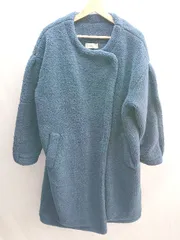 ■ select MOCA セレクト モカ ボア 厚手 カジュアル ロング丈 長袖 コート サイズF ネイビー レディース E  【1407020043748】