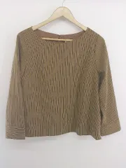 ◇ OPAQUE.CLIP ストライプ ボートネック 長袖 ブラウス カットソー サイズ40/L キャメル ベージュ ネイビー レディース P  【中古】 【1209290000267】
