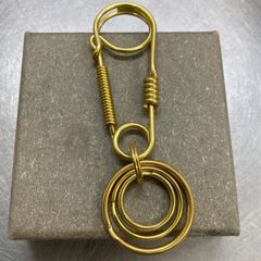 真鍮製 デザインカラビナキーフック　キーホルダー キーリング付き