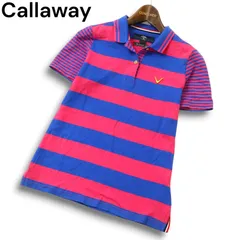 Callaway キャロウェイ ゴルフ X-SERIES DRYSPORT★ 春夏 ロゴ刺繍 半袖 ボーダー ポロシャツ Sz.L メンズ