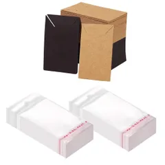 【在庫処分】イヤリングカード イヤリング ピアス ネックレス アクセサリパーツ FineInno 展示用 密封袋 展示カード ピアス・ネックレス包装カード（クラフト/黒）各100枚＋吊り下げ穴付OPP袋（8*15cm）各200枚 (400セット)