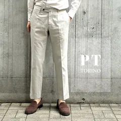 PT TORINO / EVO FIT コットン リネン ストレッチ ノープリーツ　スラックス