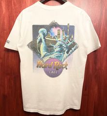 希少 MADE IN USA製 90s Hard Rock CAFE NEW YORK HEAVY TEE バックプリントTシャツ ホワイト Mサイズ