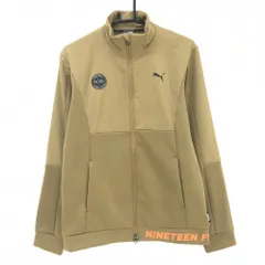 【美品】プーマ ジャケット ブラウン 異素材切替 ロゴ黒 メンズ L ゴルフウェア PUMA