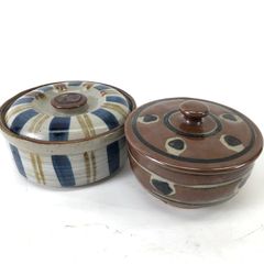 焼物 容器 蓋付き 2点セット 陶器製 小物入れ 和風 24c菊E