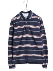 【お得なクーポン配布中!】 ブルックスブラザーズ ボーダー 鹿の子 長袖 ポロシャツ メンズ S BROOKS BROTHERS 長袖シャツ コットン ワンポイント スリム フィット 紺