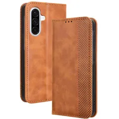Galaxy A36 5G ケース 手帳 SC-54F チェック柄 合革 レトロ 手帳 ケース 【Color】キャメルのサムネイル