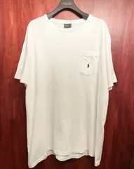 希少 MADE IN USA製 90s Polo by Ralph Lauren ポケット付き ポロ刺繍Tシャツ シングルステッチ ホワイト Lサイズ