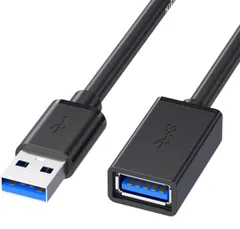 [2025新バージョン USB Type-A 延長ケーブル] USB 延長ケーブル USB3.0 5Gbps 高速データ転送 A-Aタイプ オスメス USB延長コード 取り回しやすい タイプAオス - タイプAメス 柔らかい PVC （ブラック 2m）