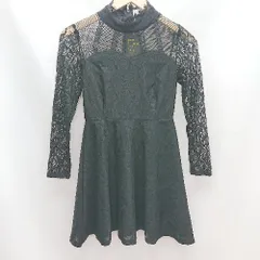 ◇ 新品 Lace Ladies レース メッシュ ポリエステル 長袖 ひざ丈 ワンピース サイズＳ ブラック レディース E 1 【1303090025397】