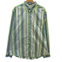Eddie Bauer エディバウアー ストライプ柄 長袖 シャツ ボタンダウン オーバーサイズ ホンコン製 Lサイズ