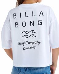 2025春夏 新品【BILLABONG/ビラボン】CLEAN LOGO WIDE LOOSE CROPPED TEE Tシャツ WHT レディースM BF01C202