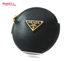 未使用 プラダ 現行モデル サフィアーノ トライアングル コインケース 小銭入れ ラウンド 丸型 ブラック 1MM006 PRADA /34174