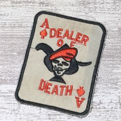 DSP21 スカル SPADE スペード ドクロ ベトナム 戦争 ワッペン トランプ ベレー DEALER OF DEATH 刺繍 リメイク アメカジ ベトジャン 米軍 白
