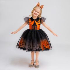 ハロウィン 衣装 子供 子供ドレス ハロウィン コスプレ 可愛い 魔女コスプレ コスチューム ワンピース コスプレ衣装 ドレス 　ハロウィン仮装 ハロウィン衣装 女の子 2点セット カボチャ 魔女  110cm120cm 130cm 140cm 150cm