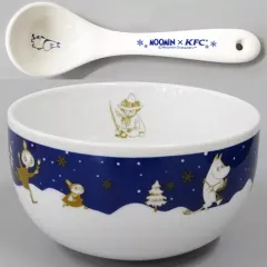 【中古】マグカップ・湯のみ 集合 ムーミンスプーン付きボウル（ダークブルー） 「ムーミン×ケンタッキーフライドチキン」 ムーミンボウルつきセット＆パック特典
