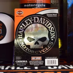 【HARLEY DAVIDSON】ハーレースカル エンボスクロームデカール SKULL EMBOSSED CHROME DECAL オフィシャル /ハーレーダビッドソン アメリカン雑貨 ステッカー デカール スカル ガレージ アメ車 チョッパー