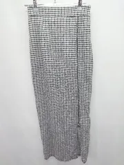 ◇ ⊂ LIP SERVICE チェック　ストレッチ ロング タイト スカート サイズF ホワイト　ブラック系 レディース E  【1411130006289】