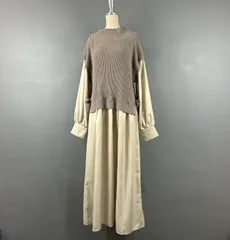 O1 ITEMS URBAN RESEARCH アイテムズ アーバンリサーチ 長袖 ニット ドッキングワンピース ベージュ系 レディース FREE