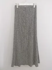 ◇ mysty woman チェック フロントボタン ロング Aライン スカート サイズF ブラック ライトベージュ系 レディース P  【1302100000690】