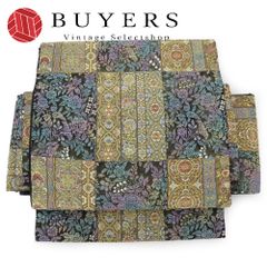 【中古】 帯 軽装帯 正絹(金銀糸除く) 金糸 黒 金 マルチカラー 作り帯 和服　呉服 着物 和装 呉服 和服 きもの レディース 女性