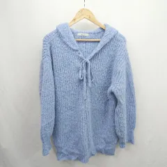 ■ ⊆ w closet ダブルクローゼット フード付き 長袖 ニット サイズF ブルー レディース E  【1503040001147】