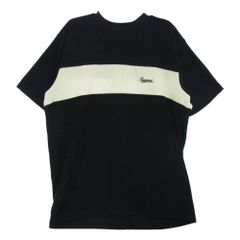 Supreme シュプリーム 18SS Chest Stripe Terry Top スクリプト ロゴ刺繍 チェスト ストライプ 半袖 パイル Tシャツ ブラック系 L【新古品】【未使用】【中古】