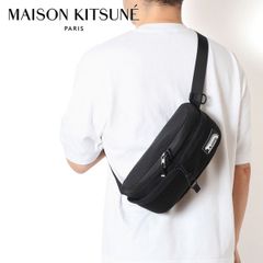 25SSモデル メゾン キツネ MAISON KITSUNE メンズ フラッシュフォックス バムバッグ ボディバッグ【BLACK】 NM05171WQ4034 BLACK/【2025SS】m-bag