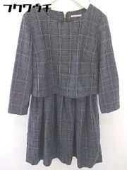 ◇ OPAQUE.CLIP オペーク ドット クリップ チェック 長袖 膝下丈 ワンピース サイズ38/M グレー レディース  【1109130010077】