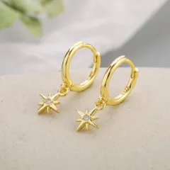 457【K18ゴールド】スター 星 ダイヤ フープピアス 揺れる レディース ジュエリー 上品 華奢 エレガント 高級感 シンプル 普段使い オフィス デート 結婚式 入学式 卒業式 フォーマル ギフト プレゼント おしゃれ きれいめ 大人可愛い 高見え