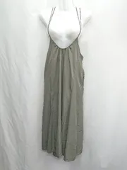 ◇ ⊂ nano universe ギャザー加工 ロング丈 ワンピース サイズ36 カーキ系 レディース E  【1411210012872】