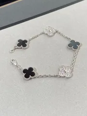 [Van Cleef & Arpels] ヴァン クリーフ＆アーペル 四つ葉のクローバー ブラックカルセドニー スペーサー ダイヤモンド ファイブフラワー ブレスレット｜本日限定特価｜新品未使用-MM輸入1