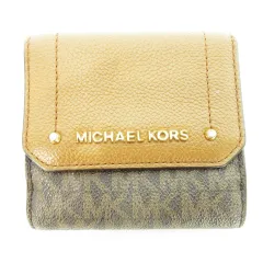 マイケルコース MICHAEL KORS 三つ折り財布 二つ折り財布 ウォレット 小銭入れあり PVC レザー 革 ロゴ MK柄 茶 ブラウン /CK30 ■GY12のサムネイル