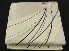 平和屋野田店■六通柄袋帯　唐織　束ね熨斗文　銀糸　逸品　n-di0274