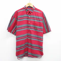 XL/古着 ラルフローレン チャップス 半袖 ブランド シャツ メンズ 90s ワンポイントロゴ 大きいサイズ コットン ボタンダウン 赤他 レッド 