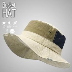 【UVカット・撥水】バケットハット ハット 帽子 メンズ レディース UVカット 撥水 NEK バイカラー 軽量 通気性 おしゃれ 7986986 (ベージュ)