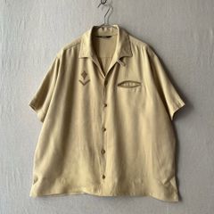 極上 50s レーヨン ボーリングシャツ 黄黒 チェーンステッチ