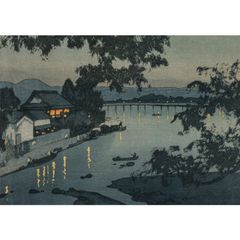 日本画 風景画レーム A4サイズ 吉田博 ポスター 日田筑後川の夕 アートポスター 日本