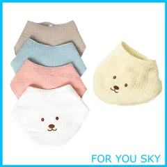 【人気商品】[MOMSMENU] ベビー ビブ スタイ三角 バンダナ 綿 ガーゼ よだれかけ 赤ちゃん 柔らかい 男の子 女の子 可愛い 瞬間吸水 25x34cm 5枚セット