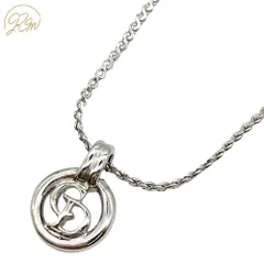 【中古】Christian Dior クリスチャンディオール ネックレス メッキ メタル メッキ メタル CD ロゴ ラウンド シルバー