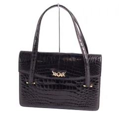 クロコダイル CROCODILE バッグ CALVA house ハンドバッグ シャイニークロコ ワニ革 カバン 鞄 レディース ブラックのサムネイル