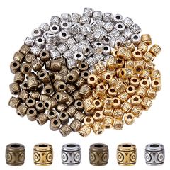 SUPERFINDINGS 180個 チベットスタイル メタル合金ビーズ 筒状ビーズ スペーサービーズ チャーム チューブビーズ バレンタインデー ブレスレットネックレスジュエリー用 アクセサリーパーツ 基礎パーツ DIYクラフト材料 手芸材料 収納ケース付