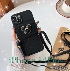 ☆ミッキー☆スマホケース iPhone 14Plus ディズニー ブラック ホワイト ブラウン